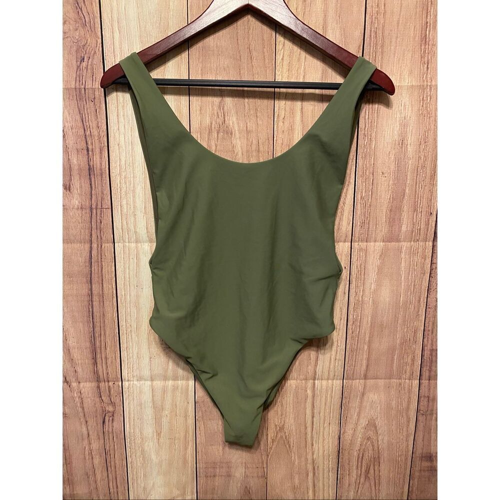 Aerie Large olive green low back one piece swimsuit women’s sexy